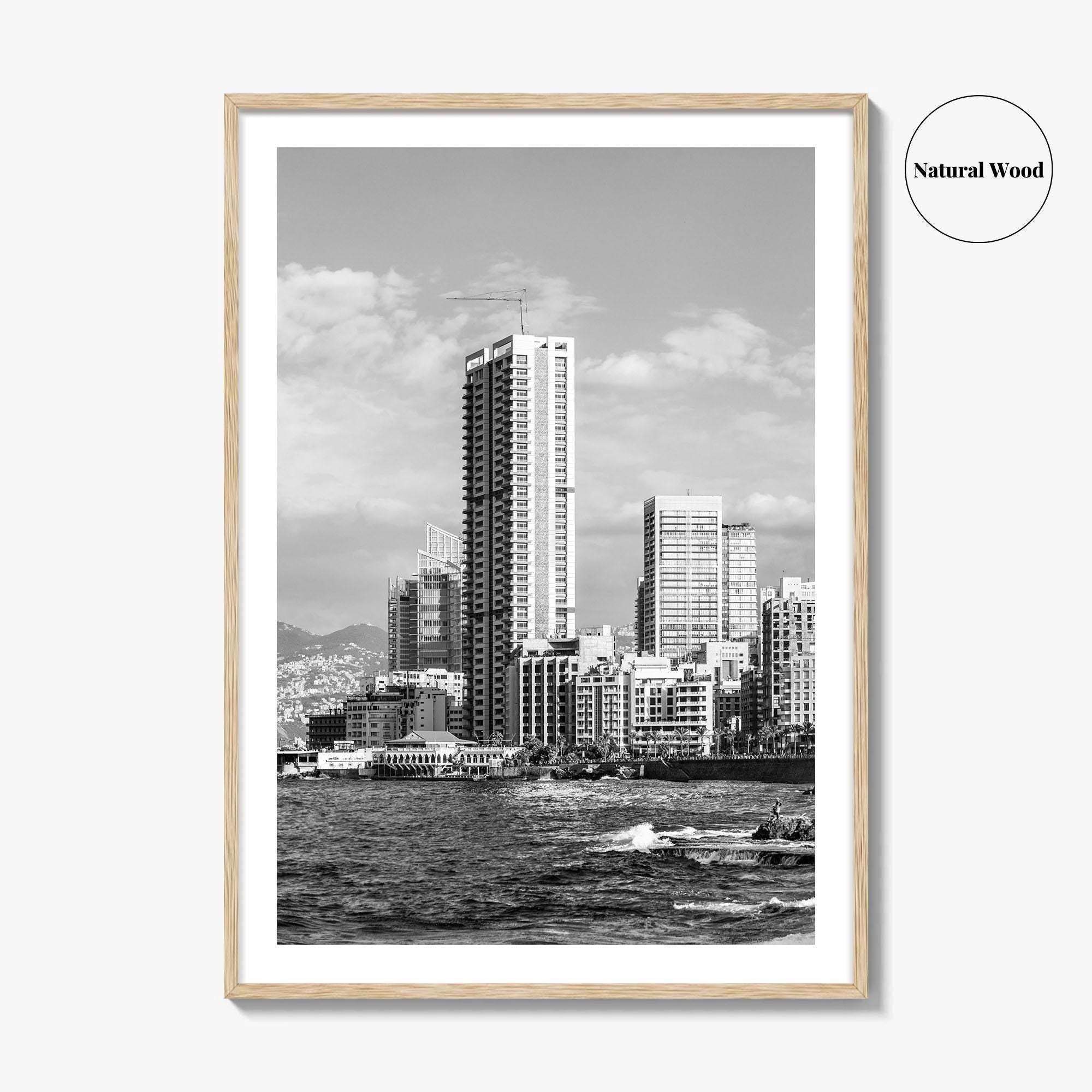 Beirut Black and White Fine Art Photo Print, The Corniche, Lebanon Wall Decor Poster