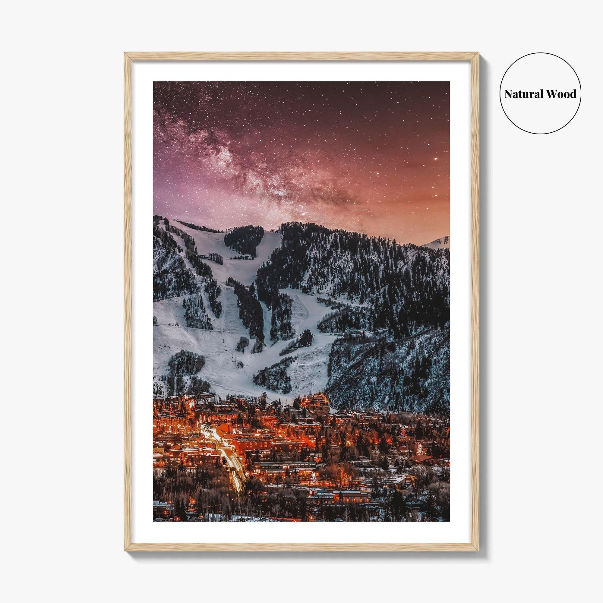 Aspen Skyline Fine Art Photo Print, City, Colorado, USA, Milky Way Wall Decor Poster