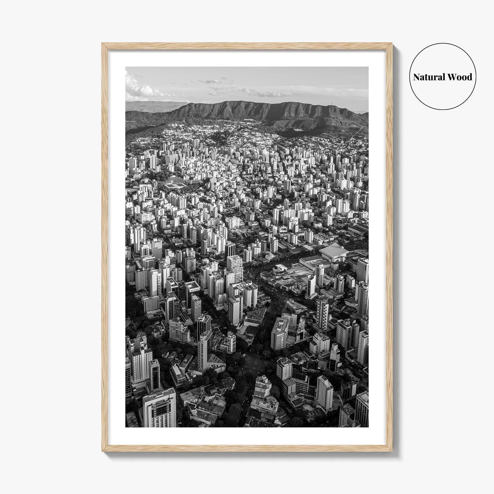 Belo Horizonte Skyline Black and White Fine Art Photo Print, Minas Gerais, Brazil, Poster