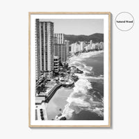 Acapulco Black and White Fine Art Photo Print, Bay Beach Ocean, Guerrero Mexico Poster