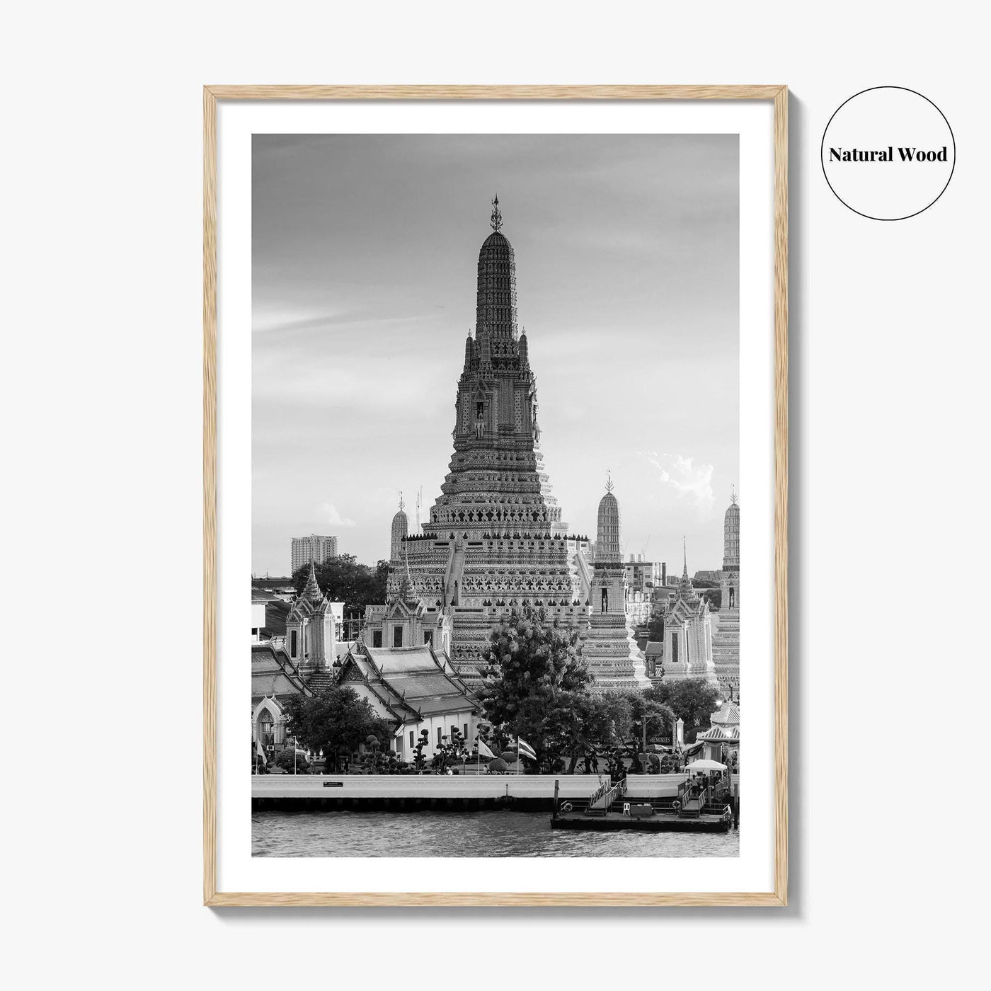 Bangkok Black and White Fine Art Photo Print, Wat Arun Temple Poster, Thailand Poster