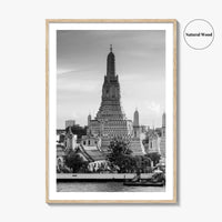 Bangkok Black and White Fine Art Photo Print, Wat Arun Temple Poster, Thailand Poster