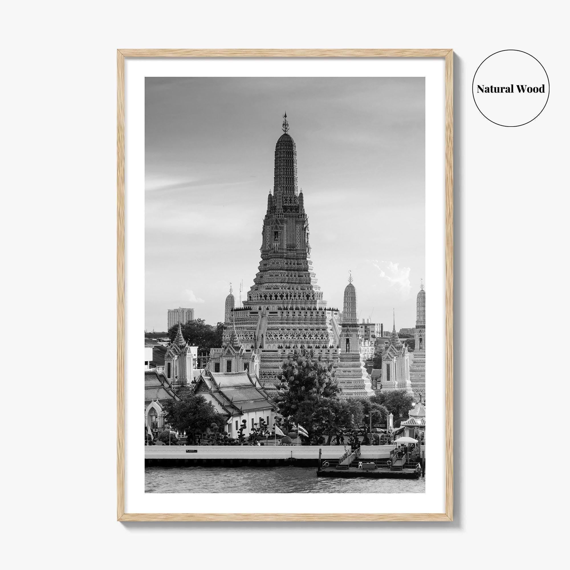 Bangkok Black and White Fine Art Photo Print, Wat Arun Temple Poster, Thailand Poster