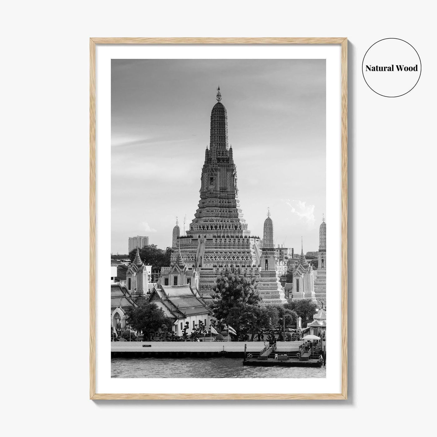 Bangkok Black and White Fine Art Photo Print, Wat Arun Temple Poster, Thailand Poster