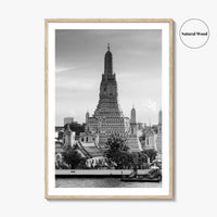 Bangkok Black and White Fine Art Photo Print, Wat Arun Temple Poster, Thailand Poster