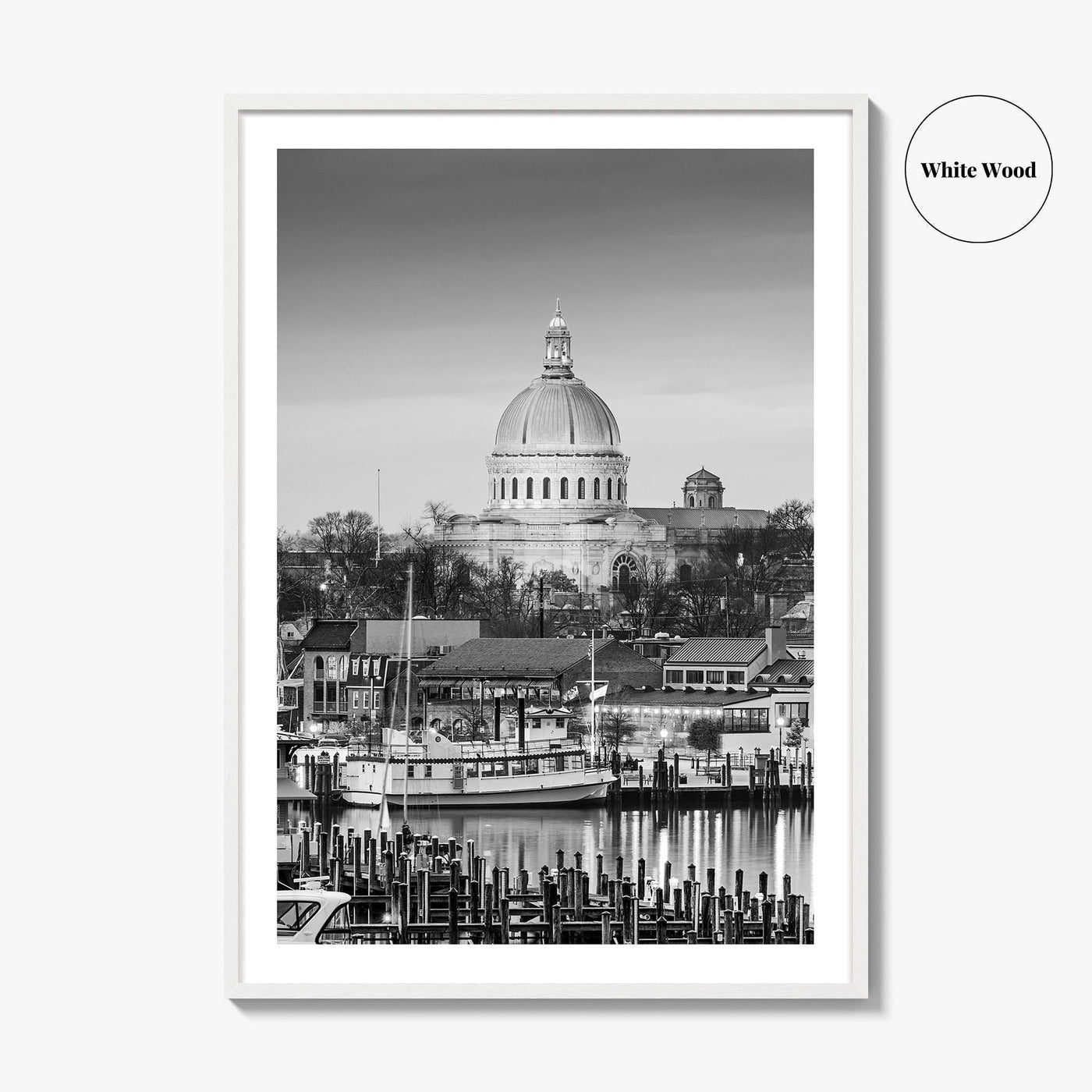Annapolis Skyline Black and White Fine Art Photo Print, Maryland, Chesapeake Bay Poster