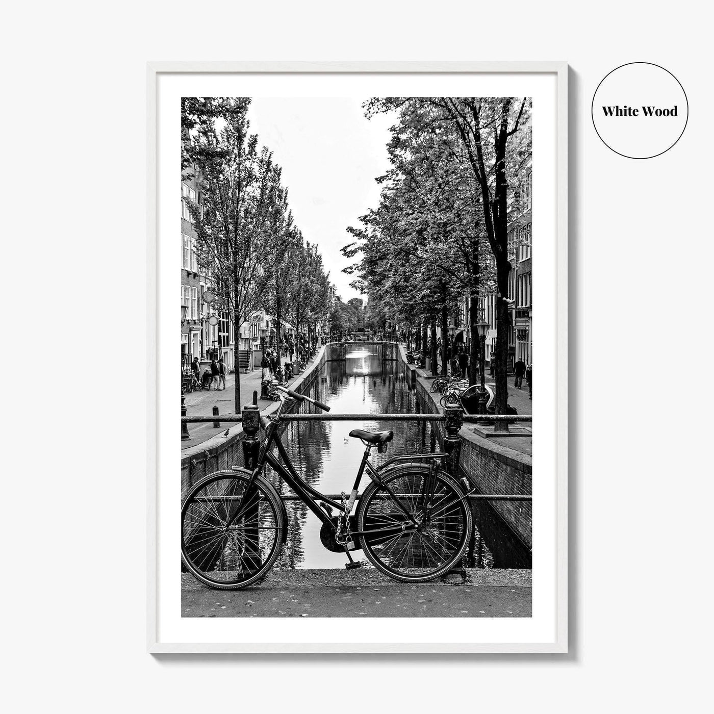 Amsterdam Black and White Fine Art Photo Print, Netherlands Wall Poster, Canal Bicycle Bridge