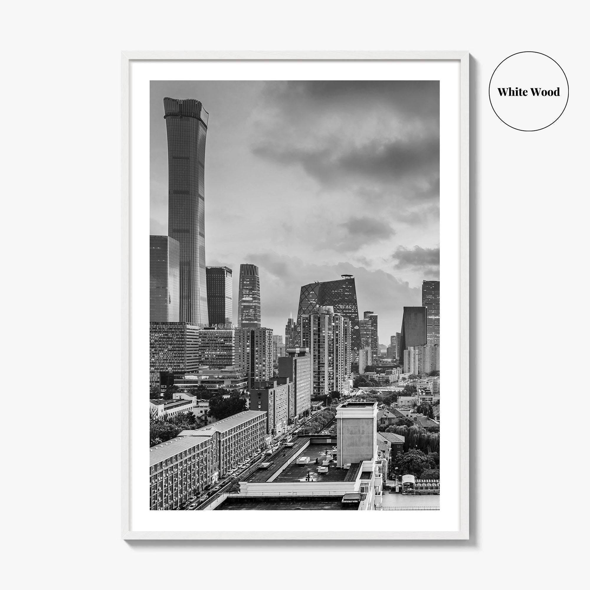 Beijing Black and White Fine Art Photo Print, CBD, Central Business District, China Poster