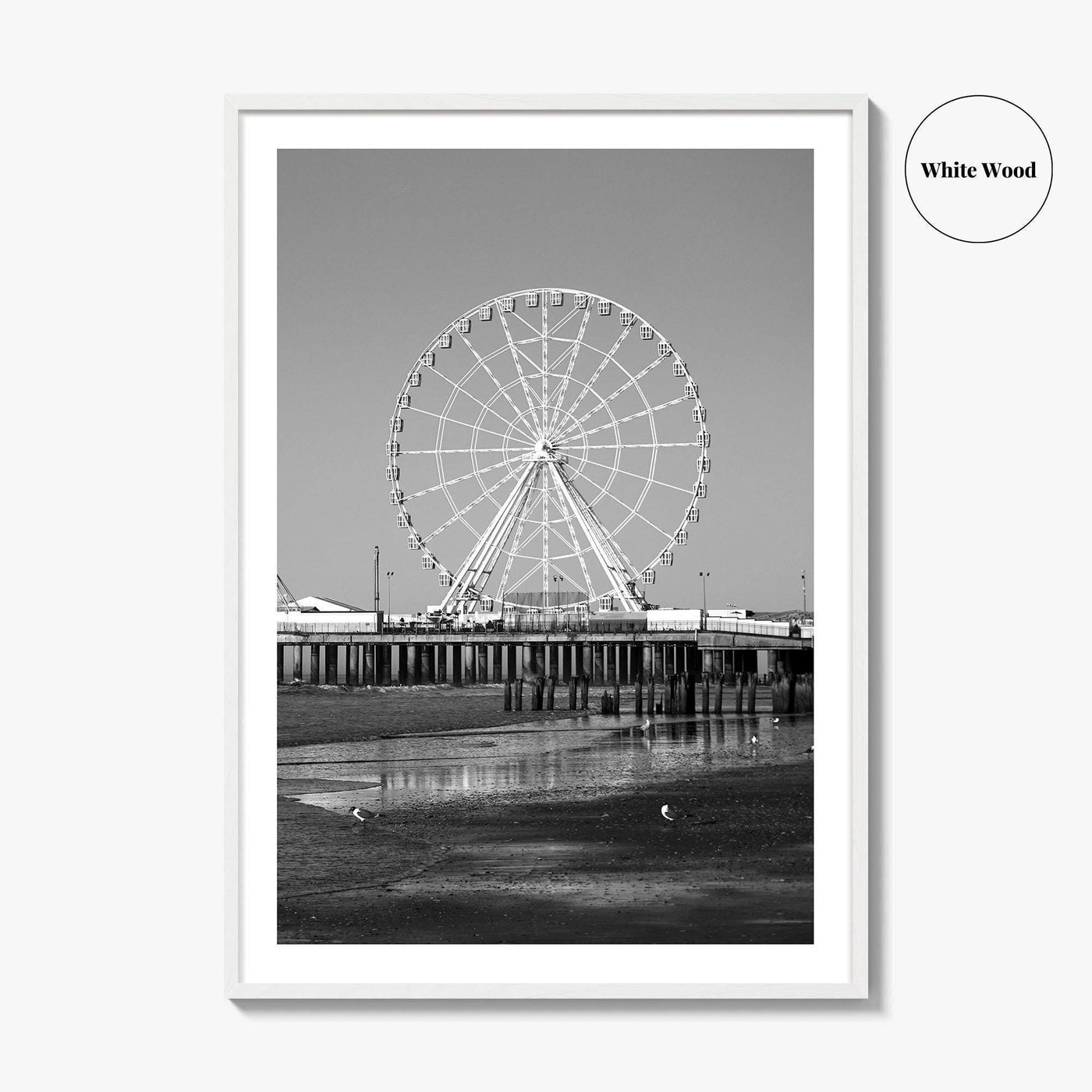 Atlantic City Black and White Fine Art Photo Print, New Jersey Poster, Jersey Shore