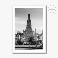 Bangkok Black and White Fine Art Photo Print, Wat Arun Temple Poster, Thailand Poster