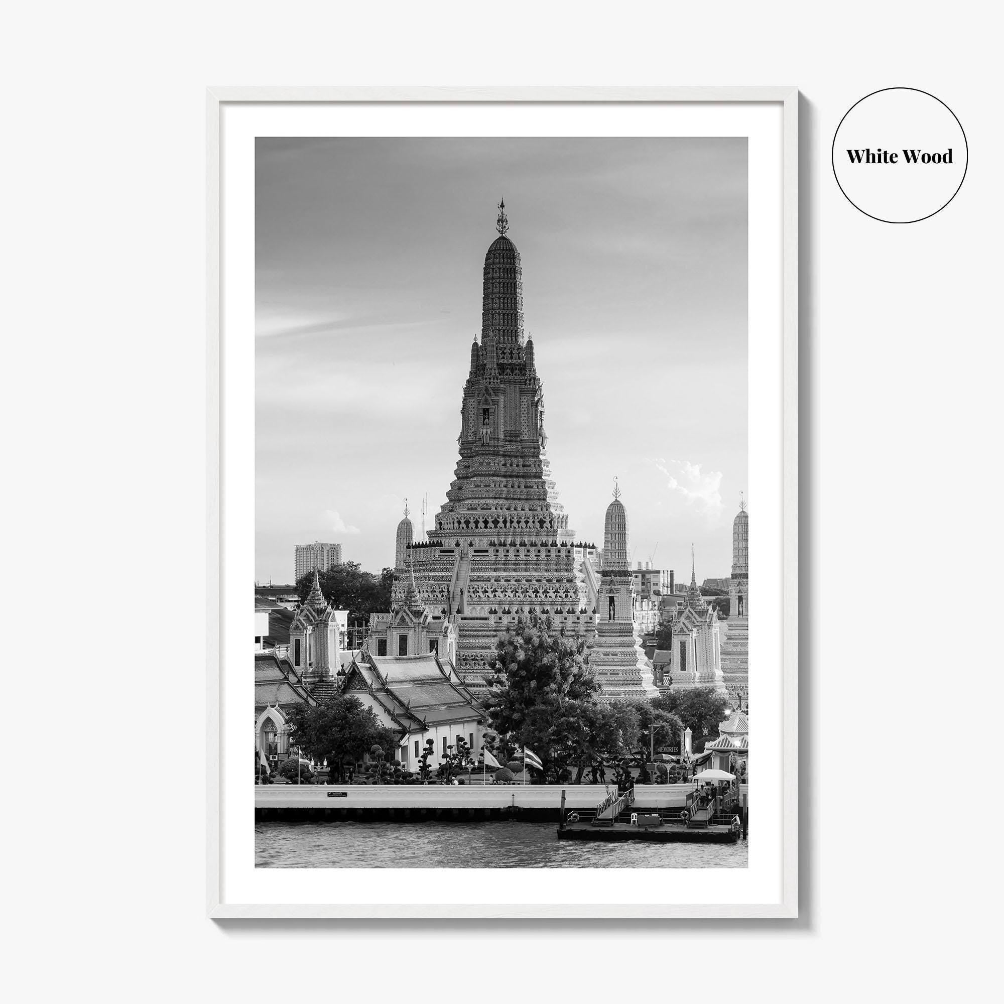 Bangkok Black and White Fine Art Photo Print, Wat Arun Temple Poster, Thailand Poster