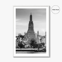 Bangkok Black and White Fine Art Photo Print, Wat Arun Temple Poster, Thailand Poster