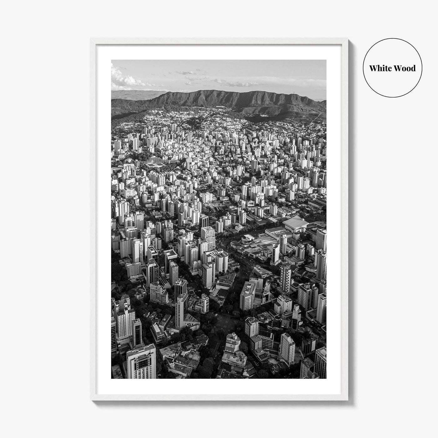 Belo Horizonte Skyline Black and White Fine Art Photo Print, Minas Gerais, Brazil, Poster