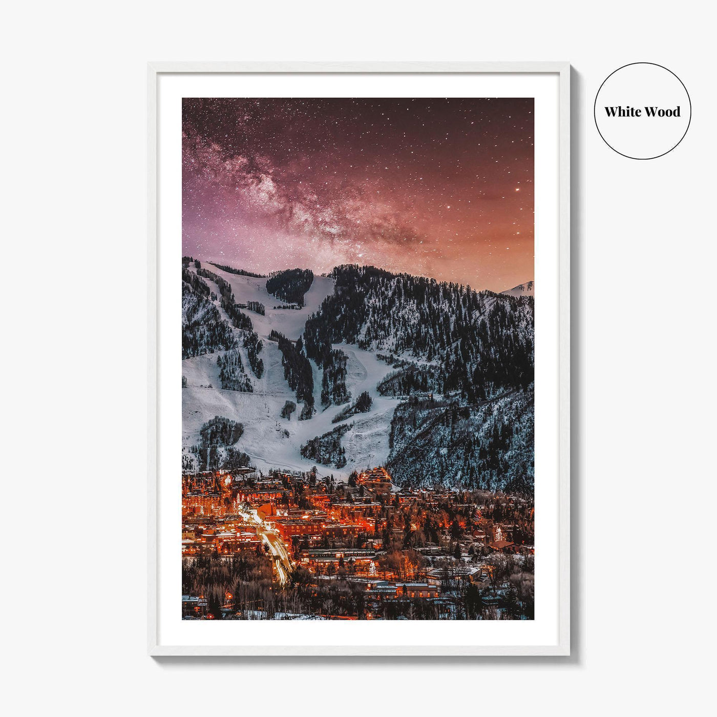 Aspen Skyline Fine Art Photo Print, City, Colorado, USA, Milky Way Wall Decor Poster