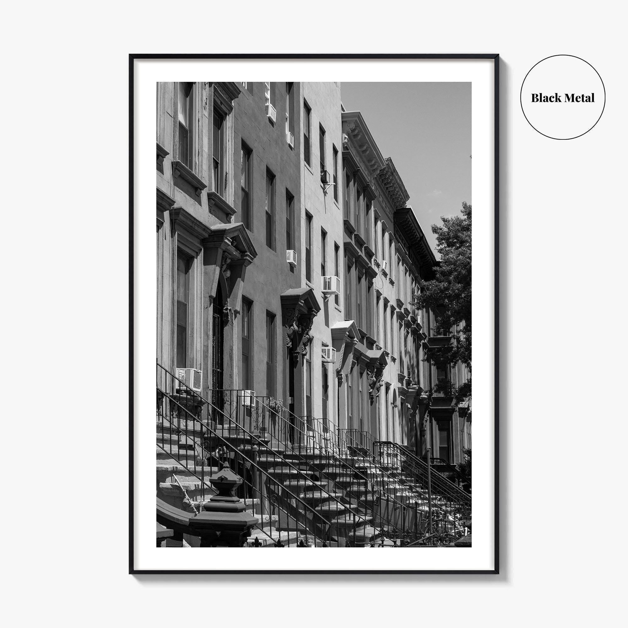 Bedford-Stuyvesant Black and White Fine Art Photo Print, Brooklyn NYC Brownstone Staircases, New York