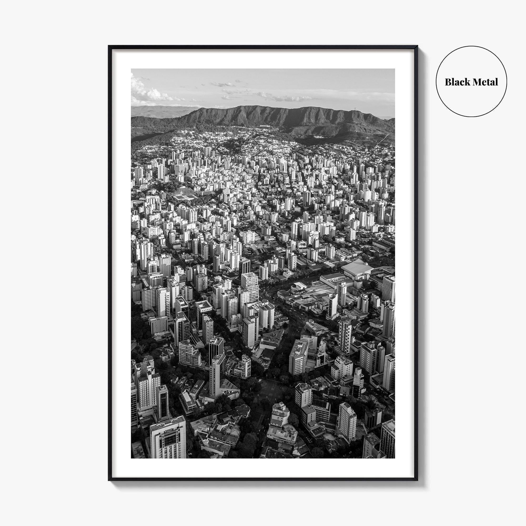 Belo Horizonte Skyline Black and White Fine Art Photo Print, Minas Gerais, Brazil, Poster