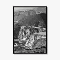 Big Sur Black and White Fine Art Photo Print, Bixby Bridge, Highway 1 Poster