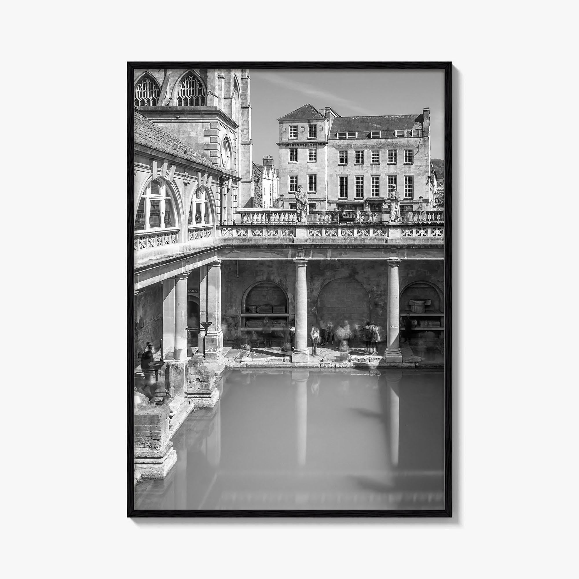 Bath Black and White Fine Art Photo Print, Roman Baths Somerset England Poster