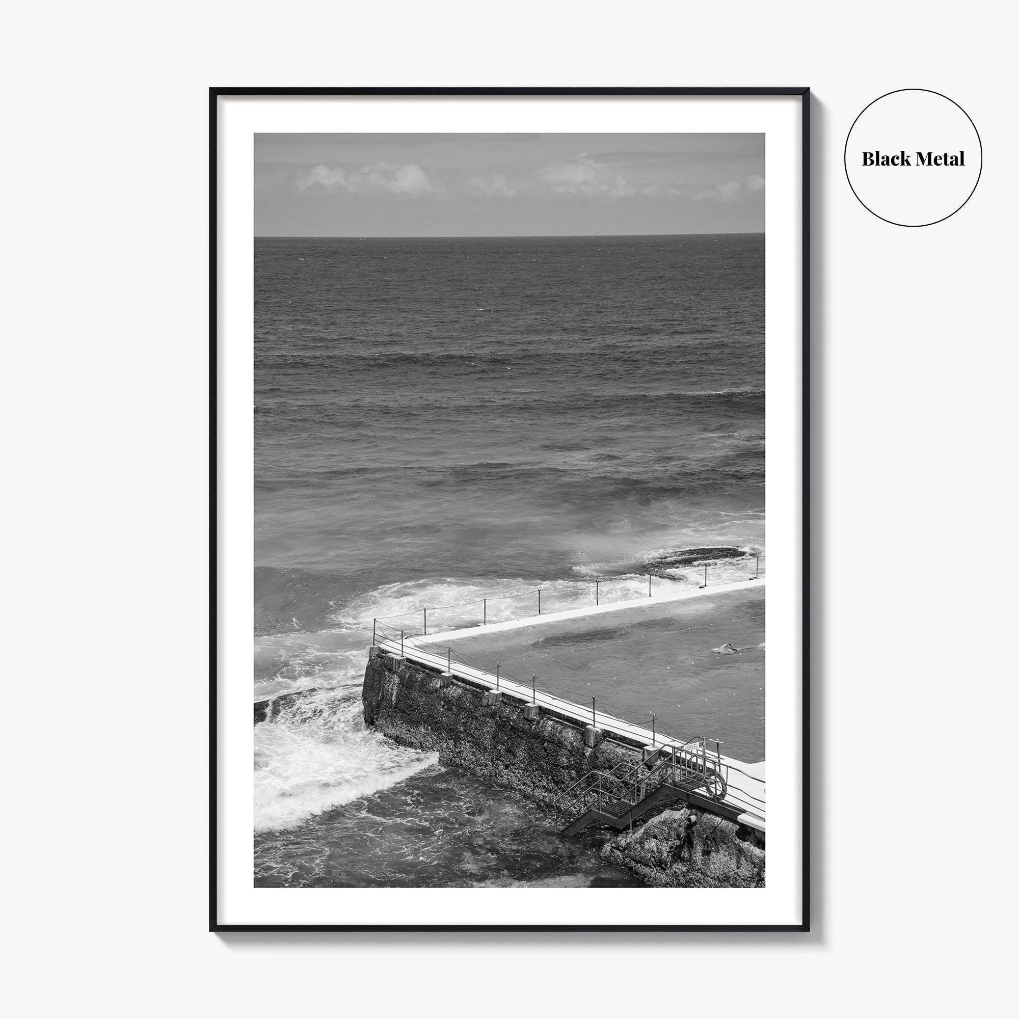 Bondi Beach Black and White Fine Art Photo Print, Icebergs Sydney Australia Poster