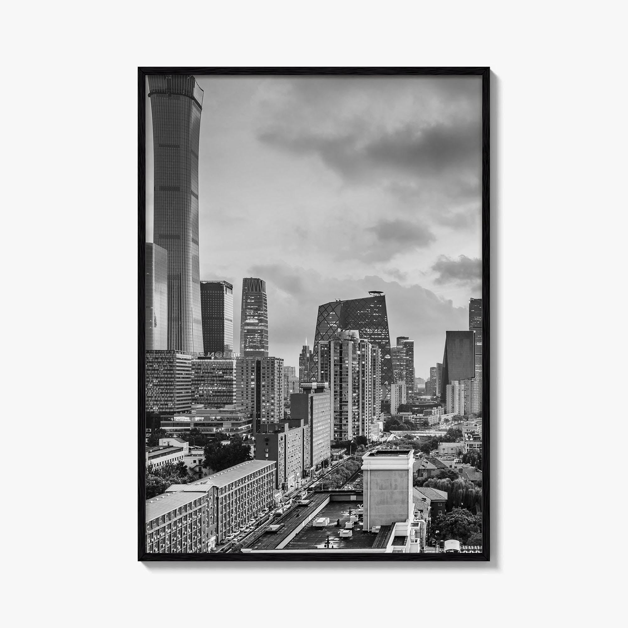 Beijing Black and White Fine Art Photo Print, CBD, Central Business District, China Poster