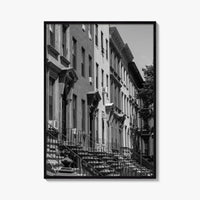 Bedford-Stuyvesant Black and White Fine Art Photo Print, Brooklyn NYC Brownstone Staircases, New York