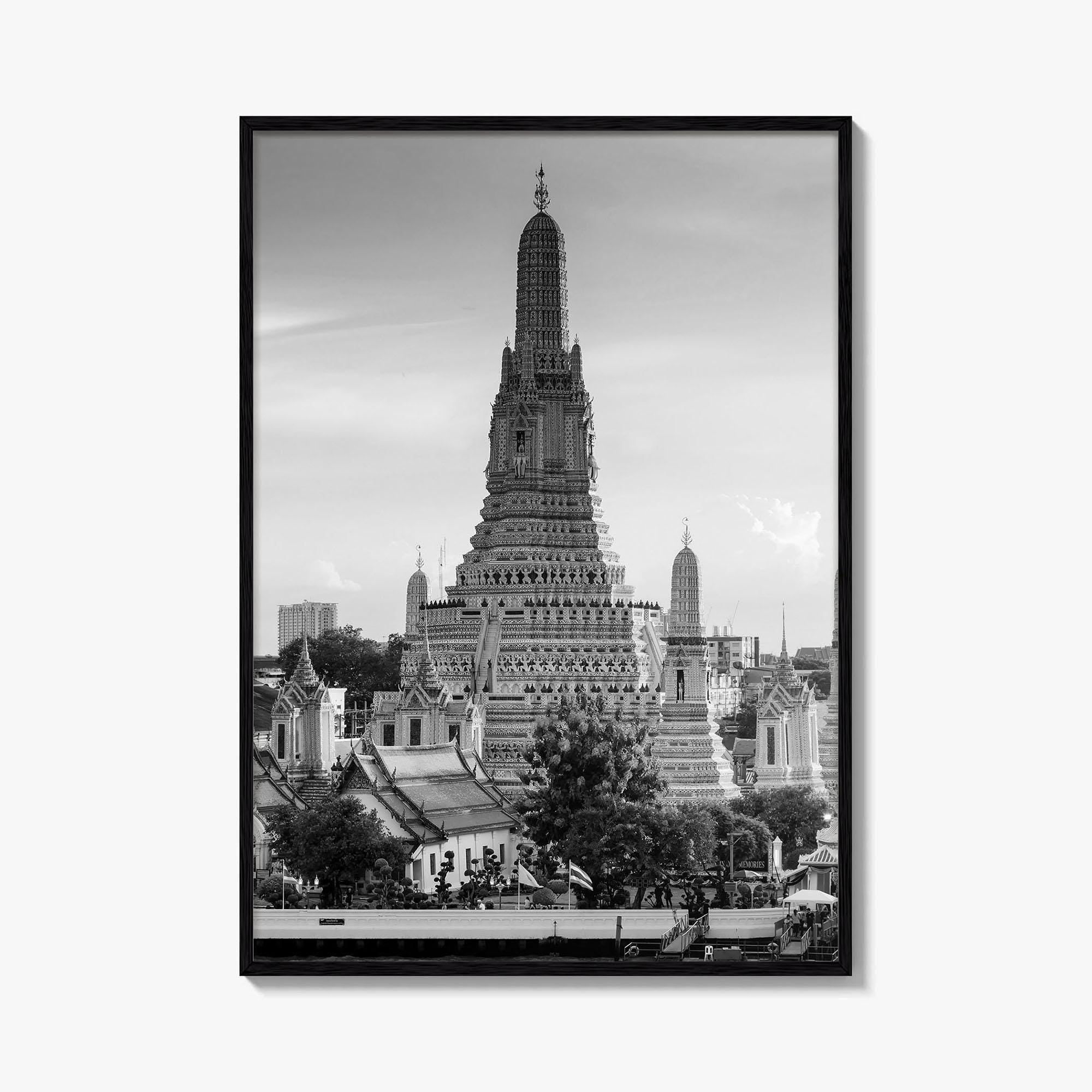 Bangkok Black and White Fine Art Photo Print, Wat Arun Temple Poster, Thailand Poster