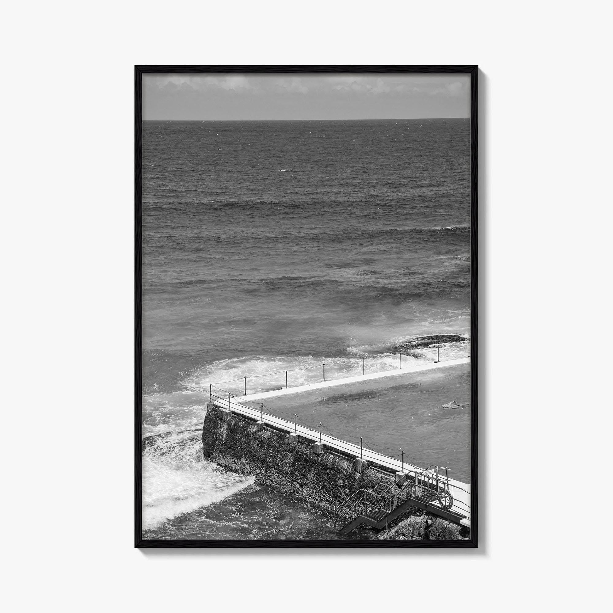 Bondi Beach Black and White Fine Art Photo Print, Icebergs Sydney Australia Poster