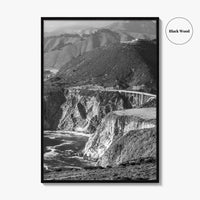 Big Sur Black and White Fine Art Photo Print, Bixby Bridge, Highway 1 Poster