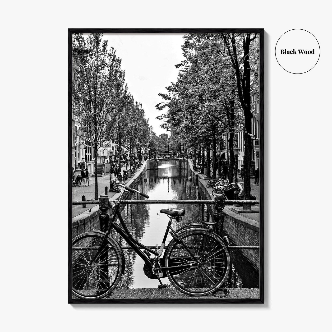 Amsterdam Black and White Fine Art Photo Print, Netherlands Wall Poster, Canal Bicycle Bridge