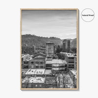 Asheville Skyline Black and White Fine Art Photo Print, Poster, North Carolina USA