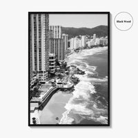 Acapulco Black and White Fine Art Photo Print, Bay Beach Ocean, Guerrero Mexico Poster