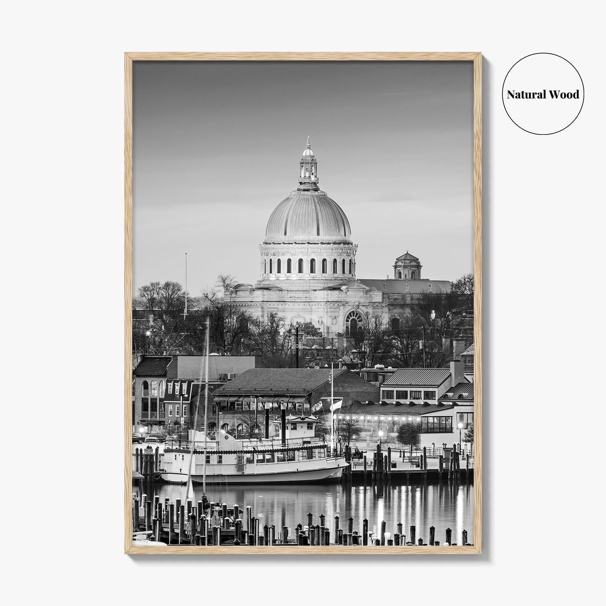 Annapolis Skyline Black and White Fine Art Photo Print, Maryland, Chesapeake Bay Poster