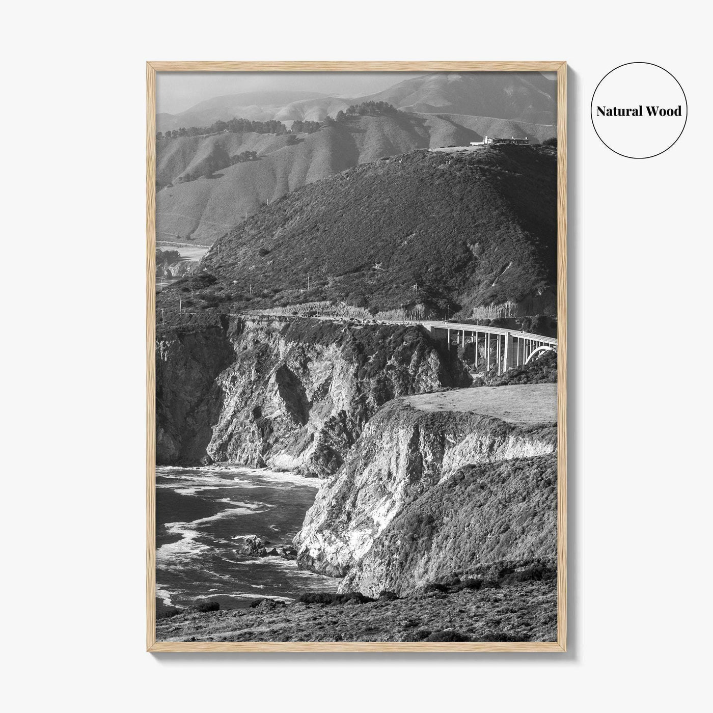 Big Sur Black and White Fine Art Photo Print, Bixby Bridge, Highway 1 Poster