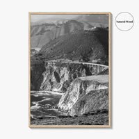 Big Sur Black and White Fine Art Photo Print, Bixby Bridge, Highway 1 Poster