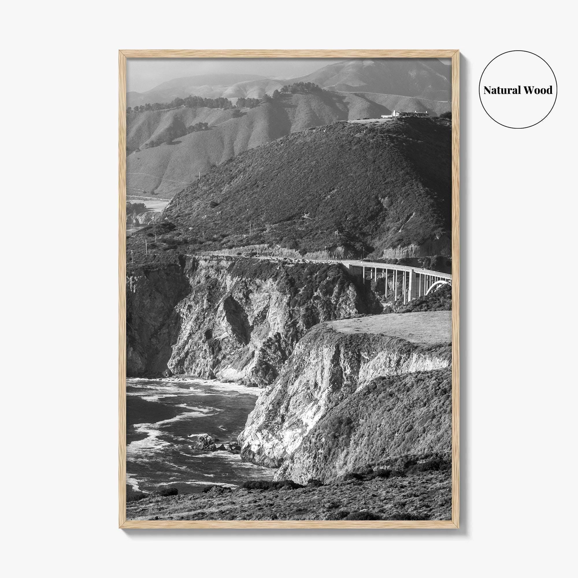 Big Sur Black and White Fine Art Photo Print, Bixby Bridge, Highway 1 Poster