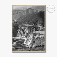 Big Sur Black and White Fine Art Photo Print, Bixby Bridge, Highway 1 Poster