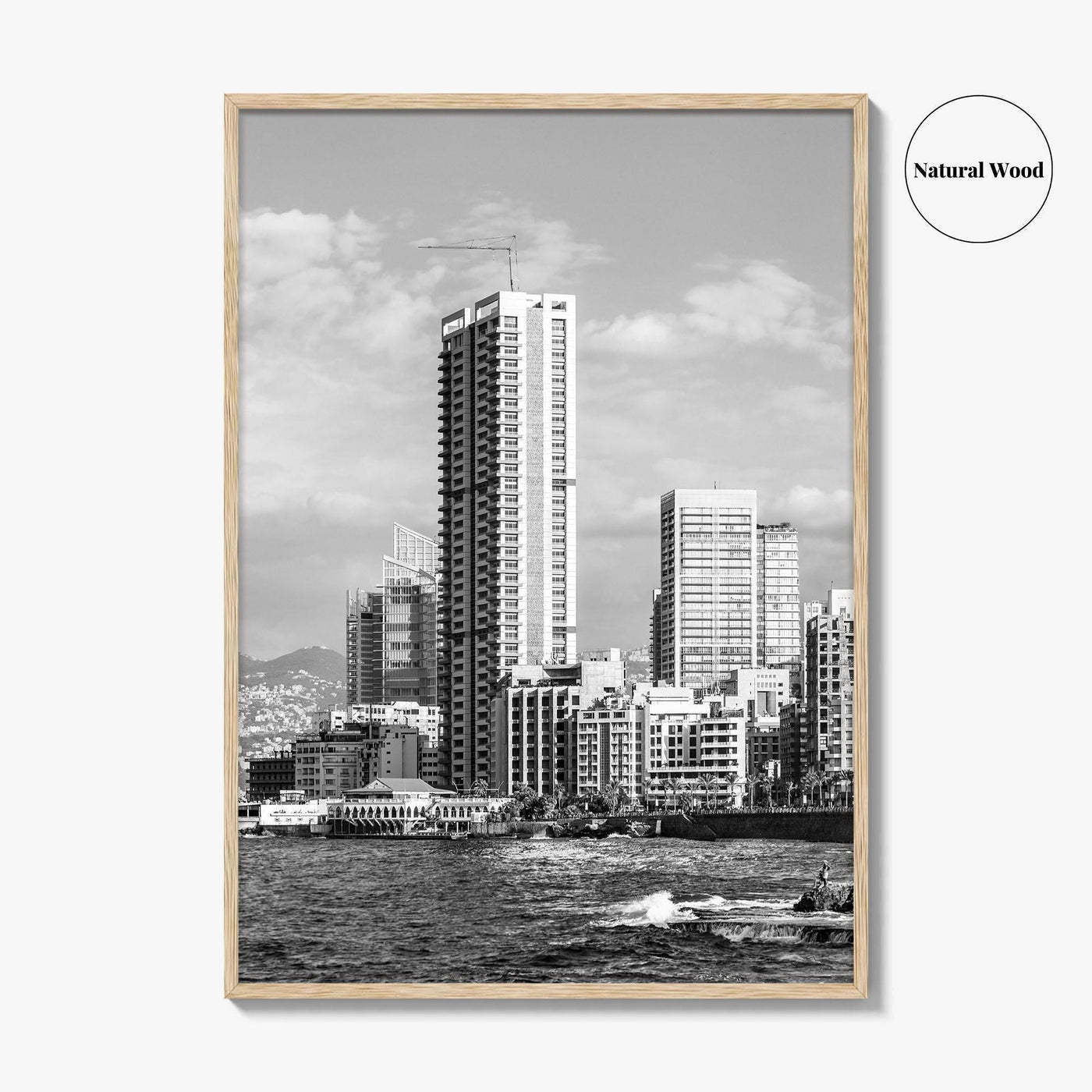 Beirut Black and White Fine Art Photo Print, The Corniche, Lebanon Wall Decor Poster
