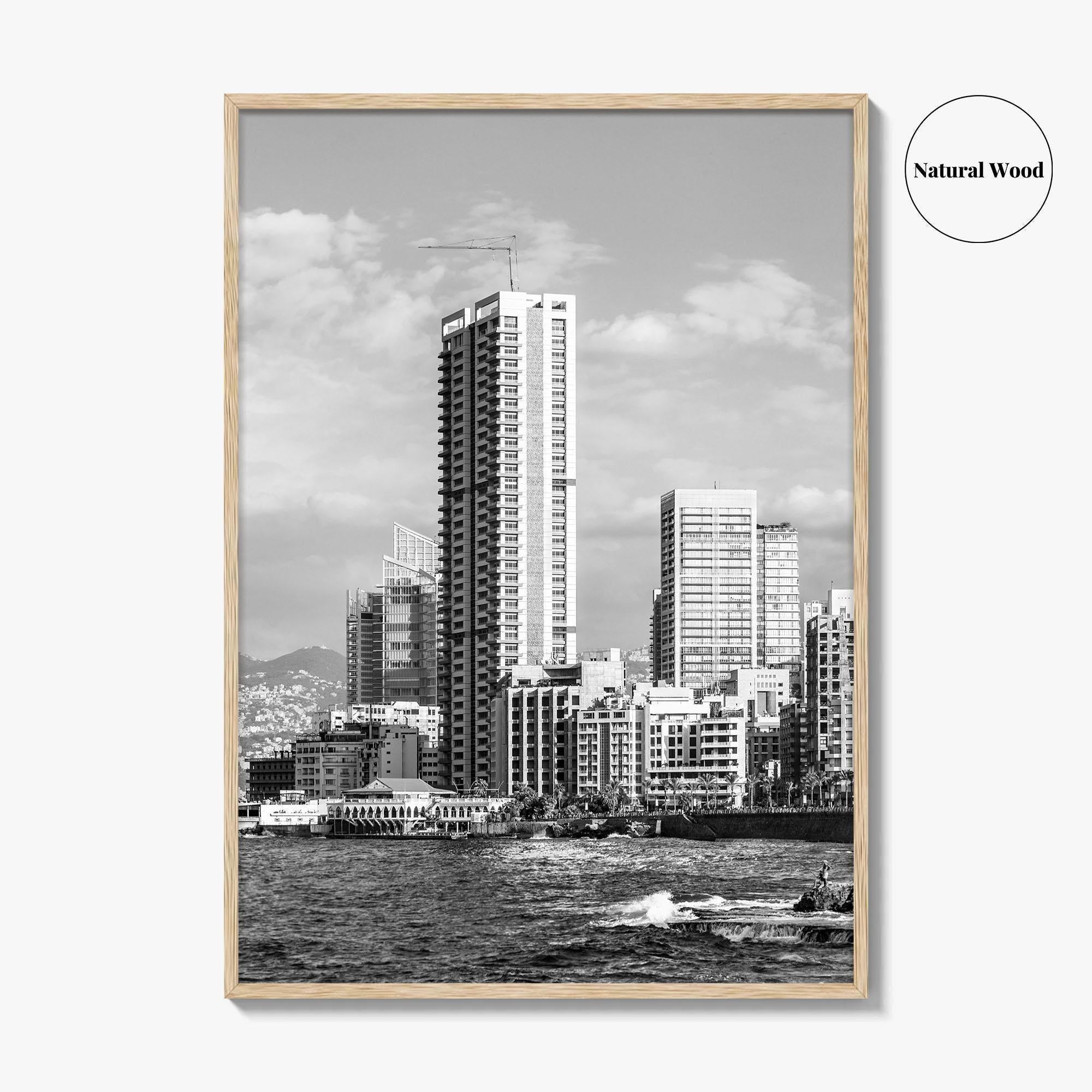 Beirut Black and White Fine Art Photo Print, The Corniche, Lebanon Wall Decor Poster
