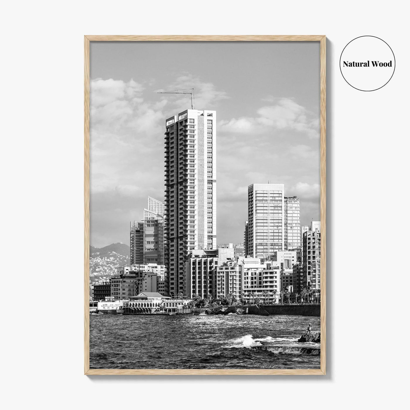 Beirut Black and White Fine Art Photo Print, The Corniche, Lebanon Wall Decor Poster