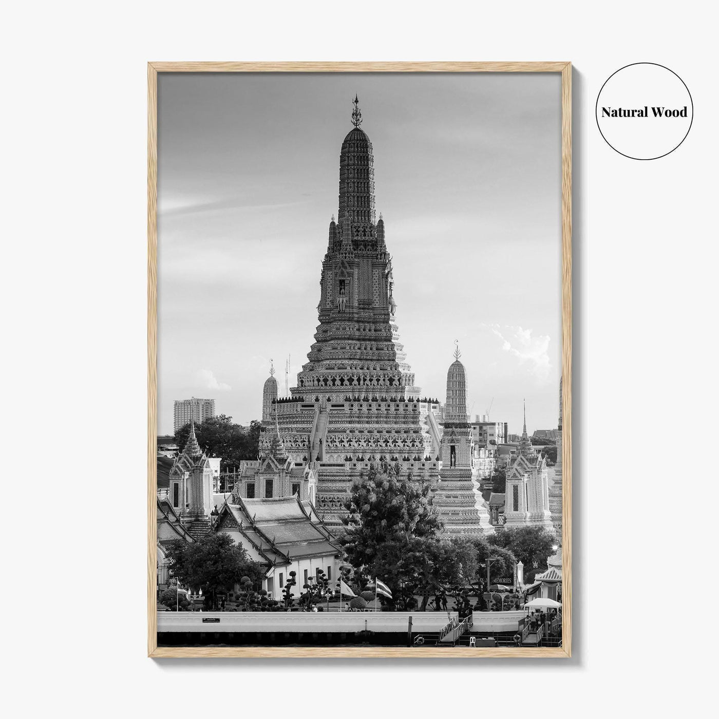 Bangkok Black and White Fine Art Photo Print, Wat Arun Temple Poster, Thailand Poster