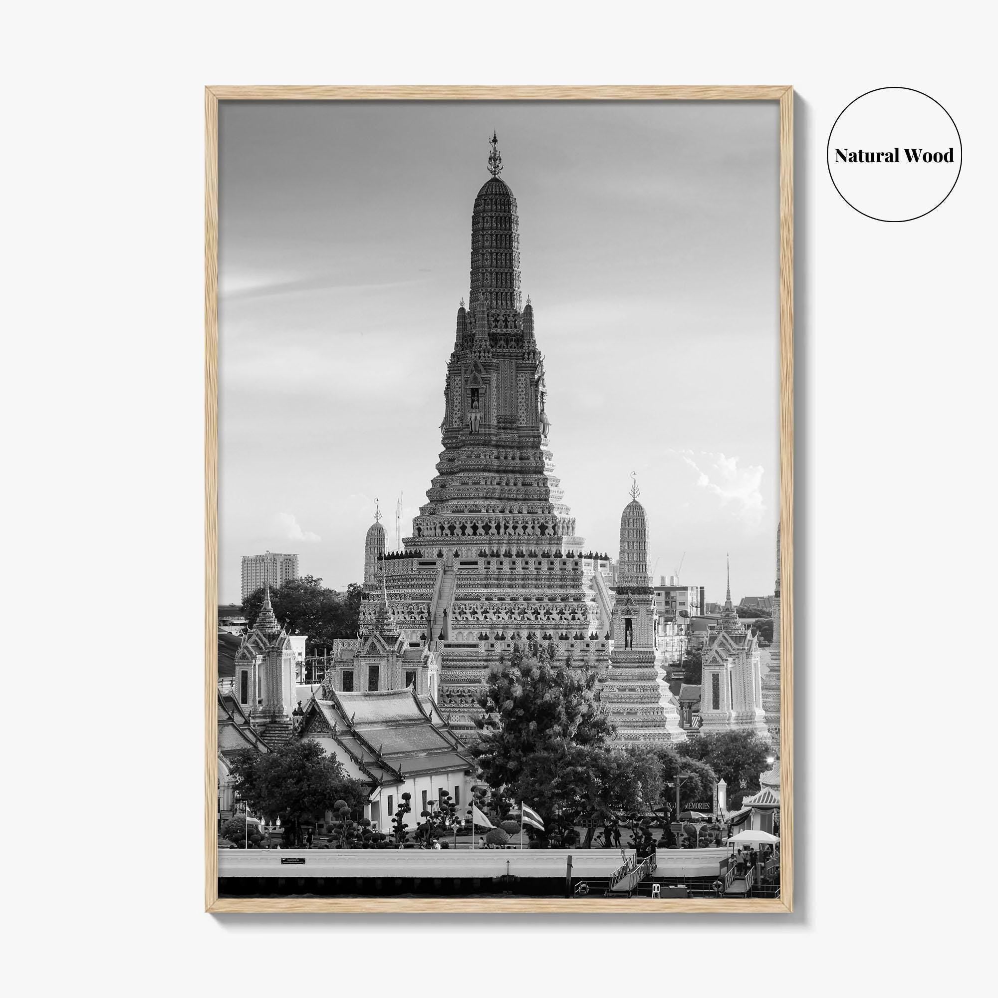 Bangkok Black and White Fine Art Photo Print, Wat Arun Temple Poster, Thailand Poster