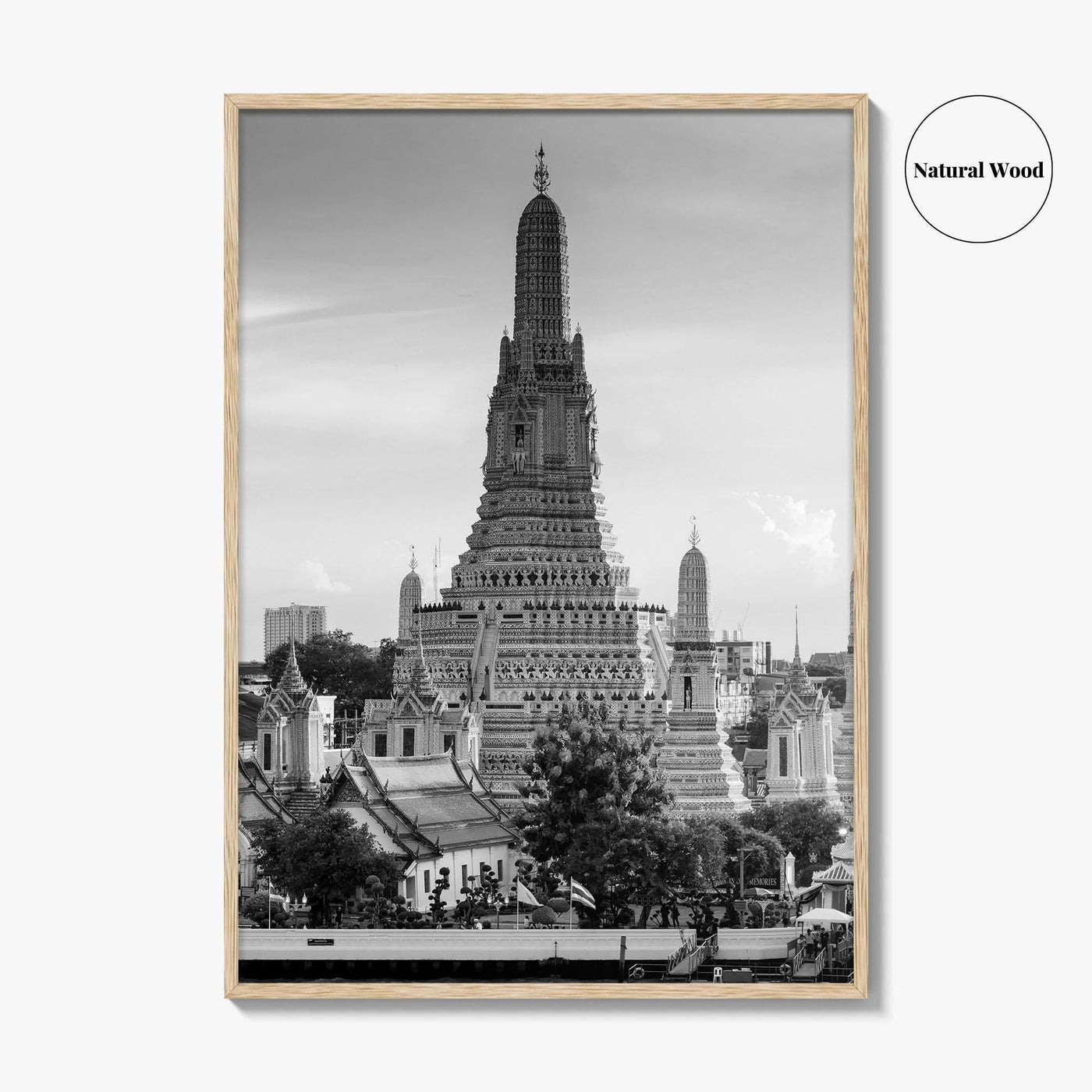 Bangkok Black and White Fine Art Photo Print, Wat Arun Temple Poster, Thailand Poster