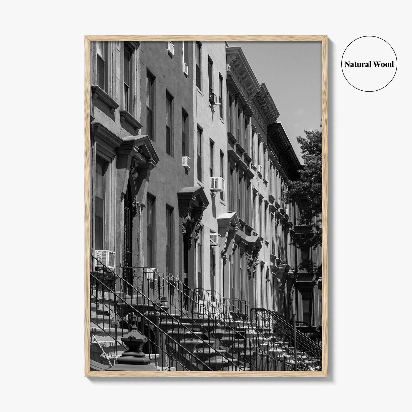 Bedford-Stuyvesant Black and White Fine Art Photo Print, Brooklyn NYC Brownstone Staircases, New York