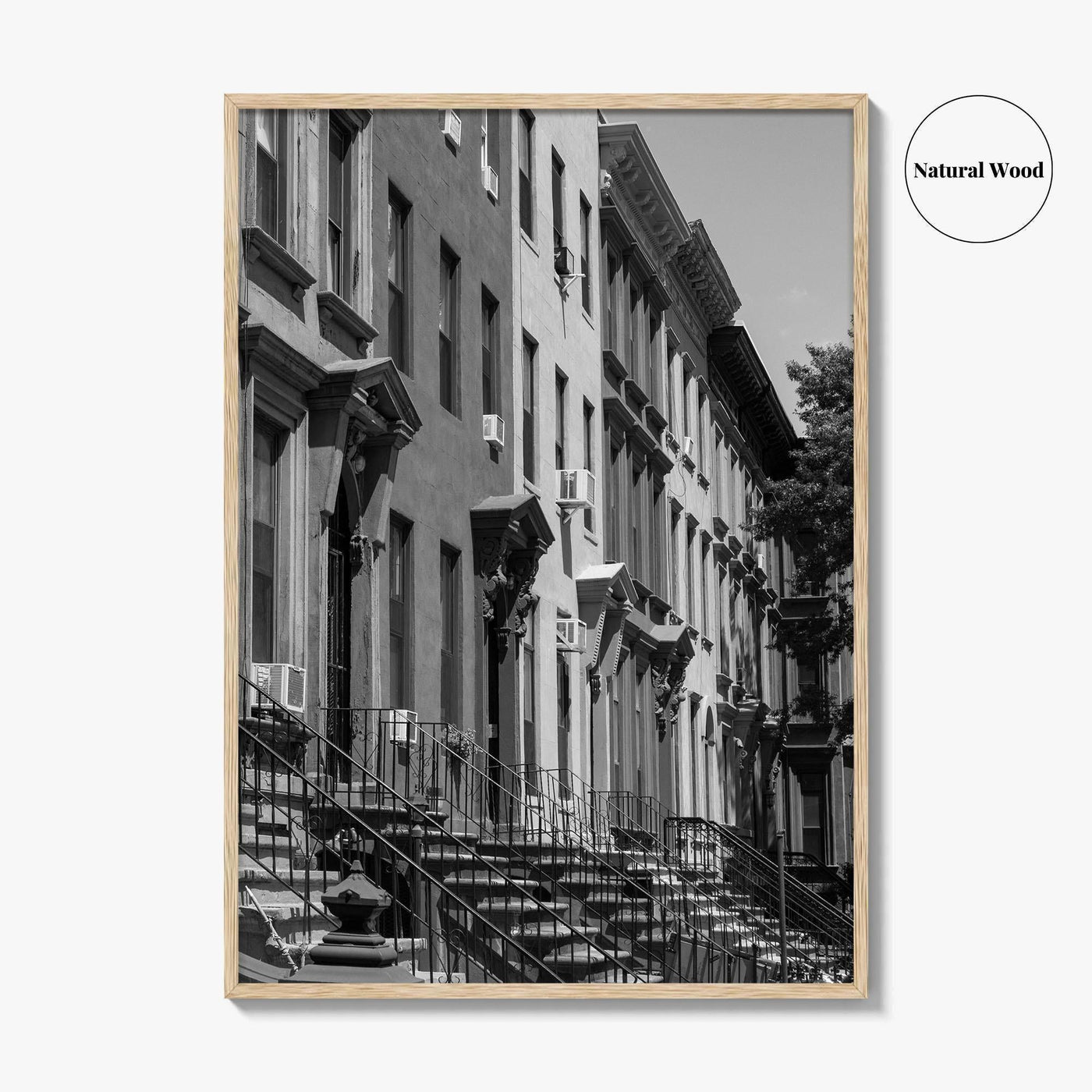 Bedford-Stuyvesant Black and White Fine Art Photo Print, Brooklyn NYC Brownstone Staircases, New York