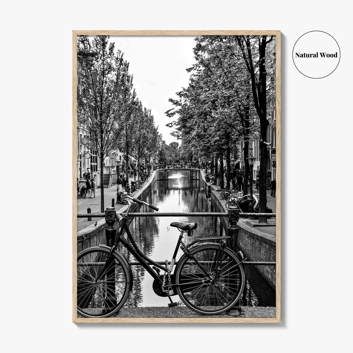 Amsterdam Black and White Fine Art Photo Print, Netherlands Wall Poster, Canal Bicycle Bridge