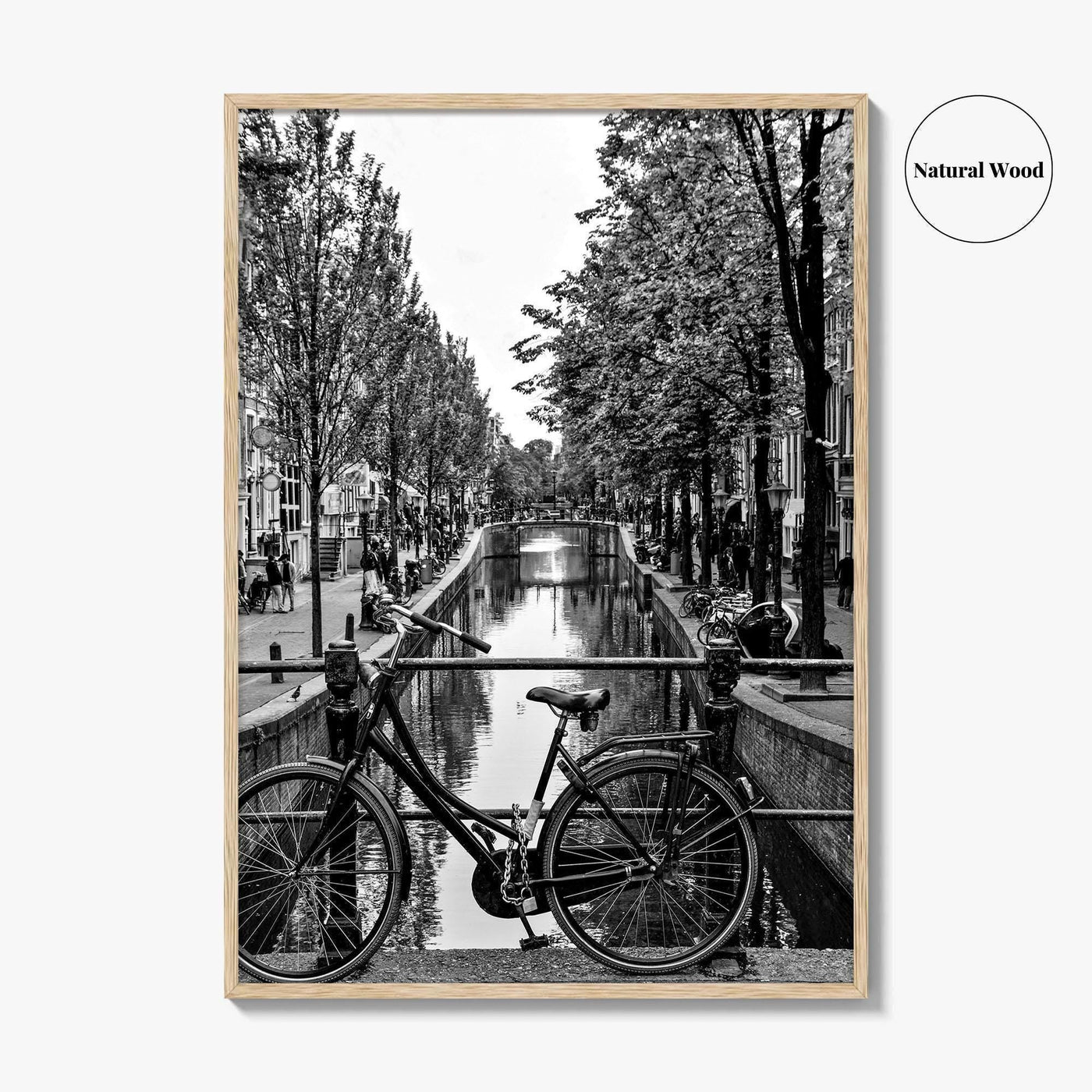 Amsterdam Black and White Fine Art Photo Print, Netherlands Wall Poster, Canal Bicycle Bridge