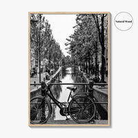 Amsterdam Black and White Fine Art Photo Print, Netherlands Wall Poster, Canal Bicycle Bridge