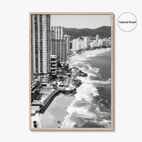 Acapulco Black and White Fine Art Photo Print, Bay Beach Ocean, Guerrero Mexico Poster