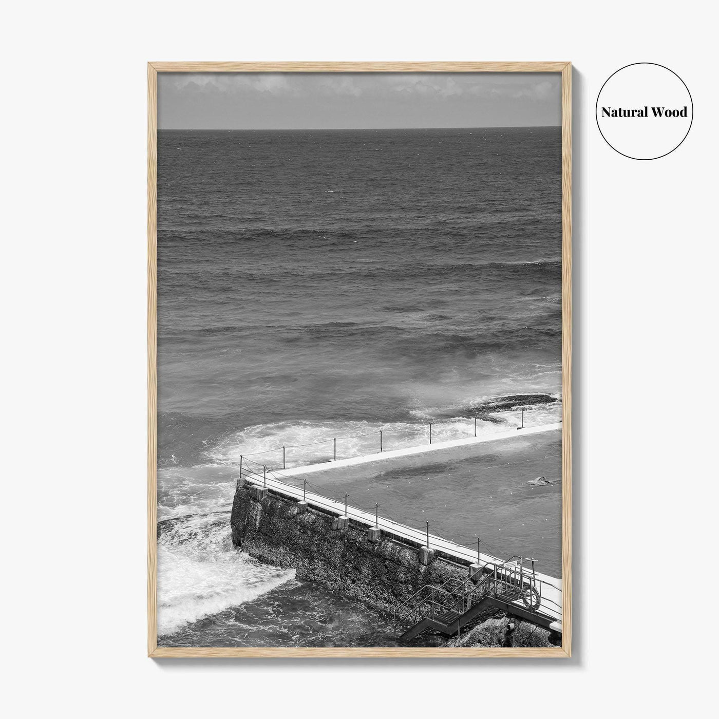 Bondi Beach Black and White Fine Art Photo Print, Icebergs Sydney Australia Poster