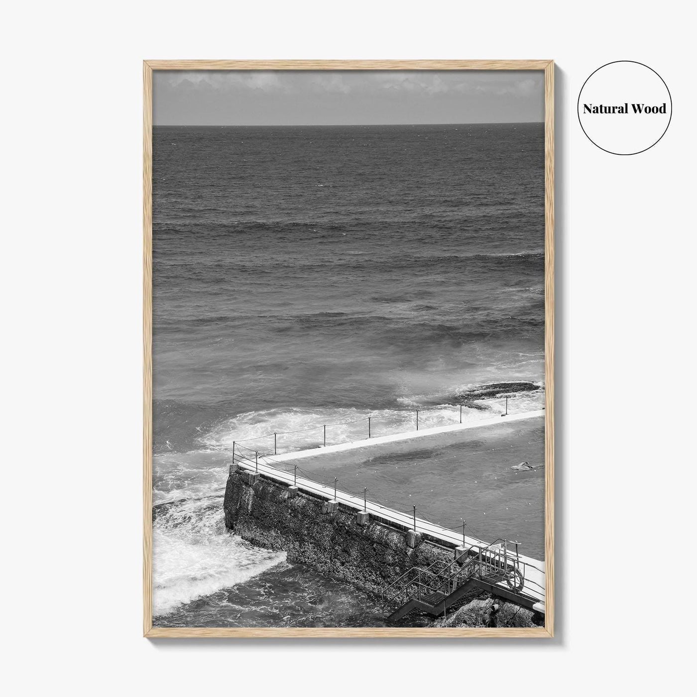 Bondi Beach Black and White Fine Art Photo Print, Icebergs Sydney Australia Poster